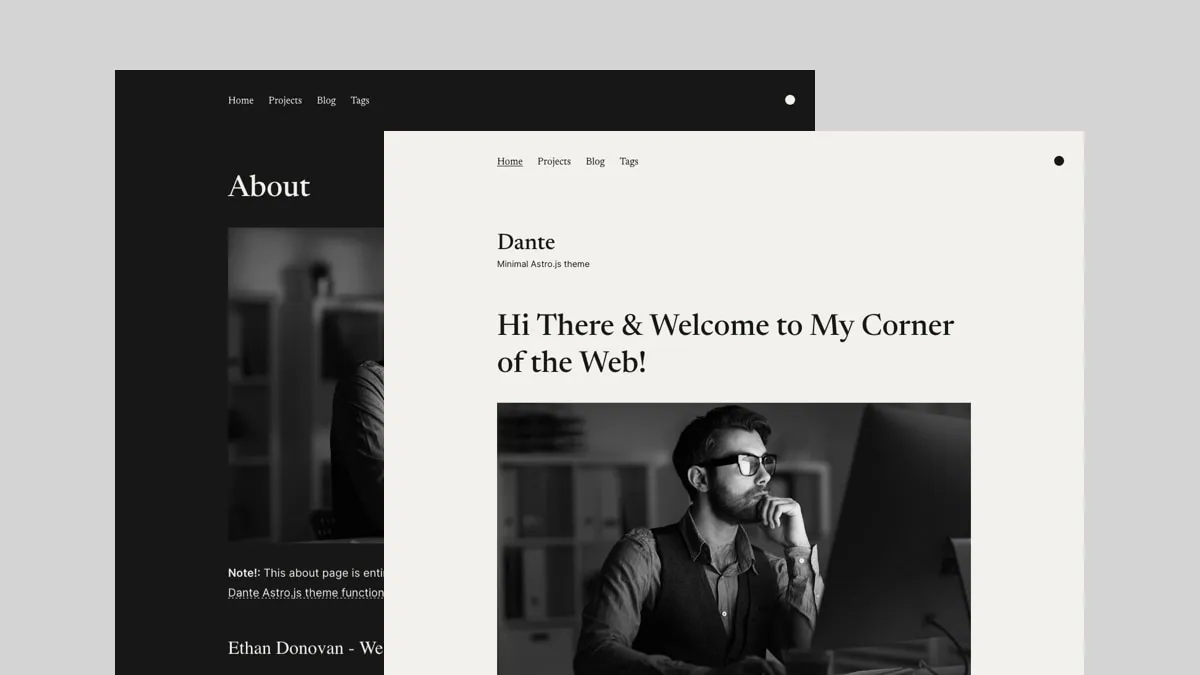 Dante Astro.js theme light and dark color version