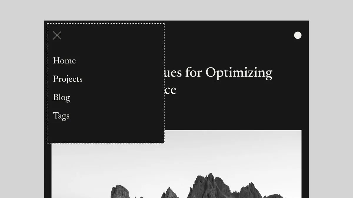 Dante Astro.js theme mobile menu